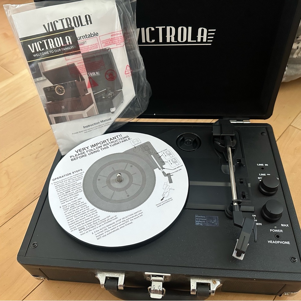 Victrola Black Portable Record Player